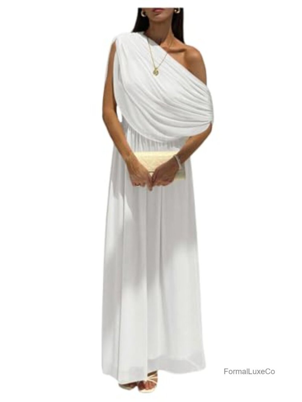 Off Shoulder Formal Maxi Dress Ruched One Shoulder Evening Gown